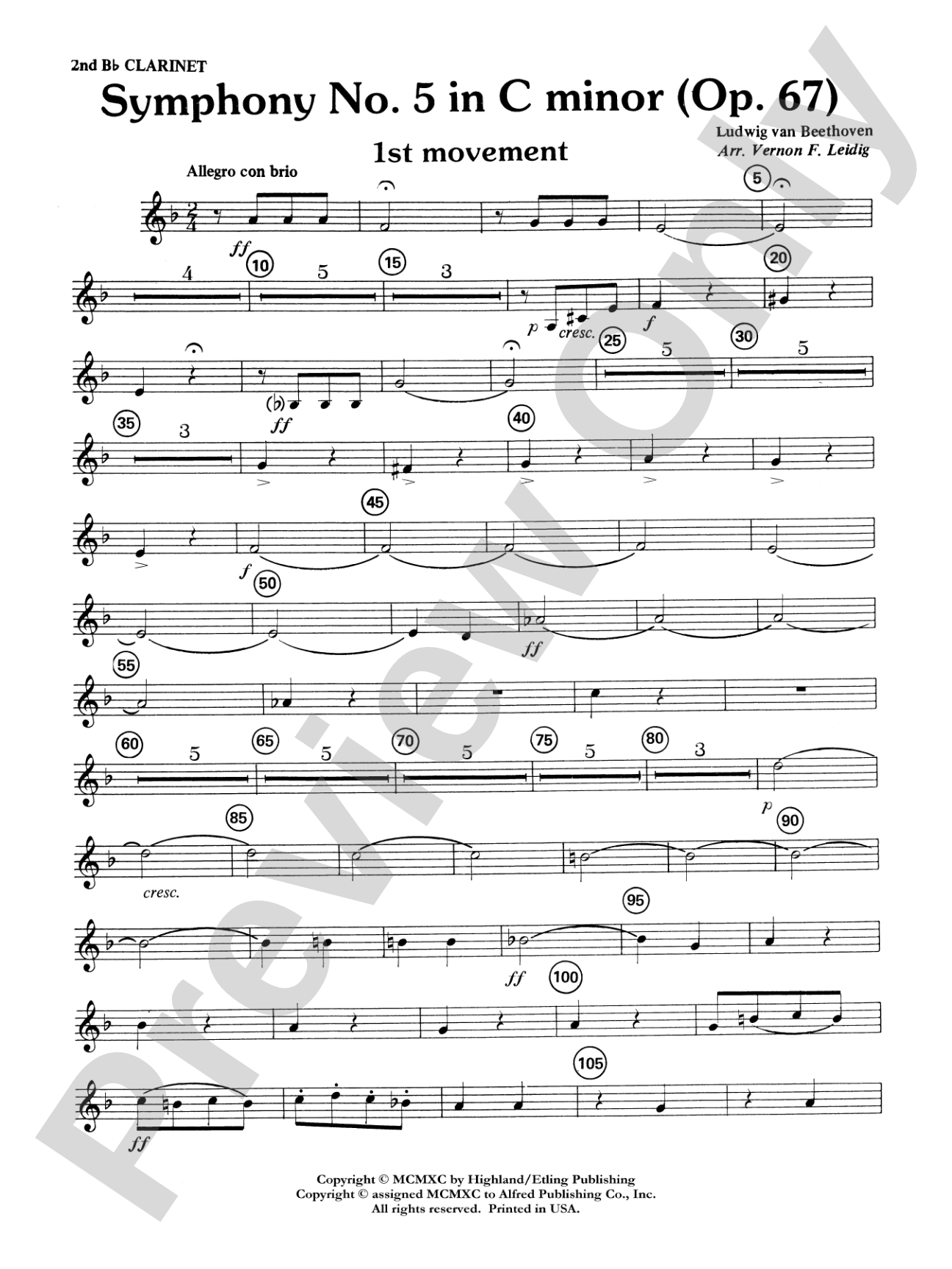 Beethoven's Symphony No. 5, 1st Movement: 2nd B-flat Clarinet