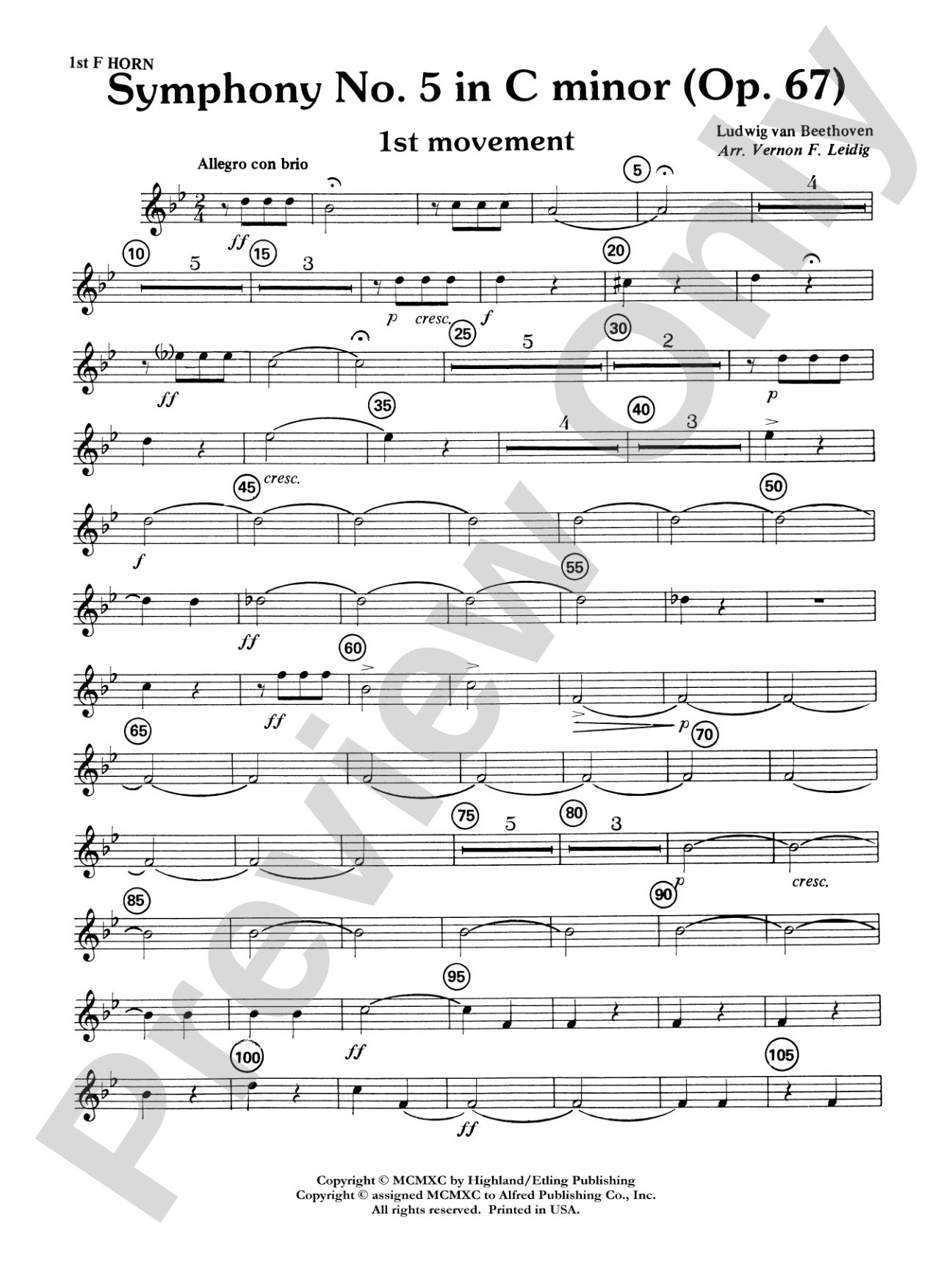 Beethoven's Symphony No. 5, 1st Movement: 1st F Horn