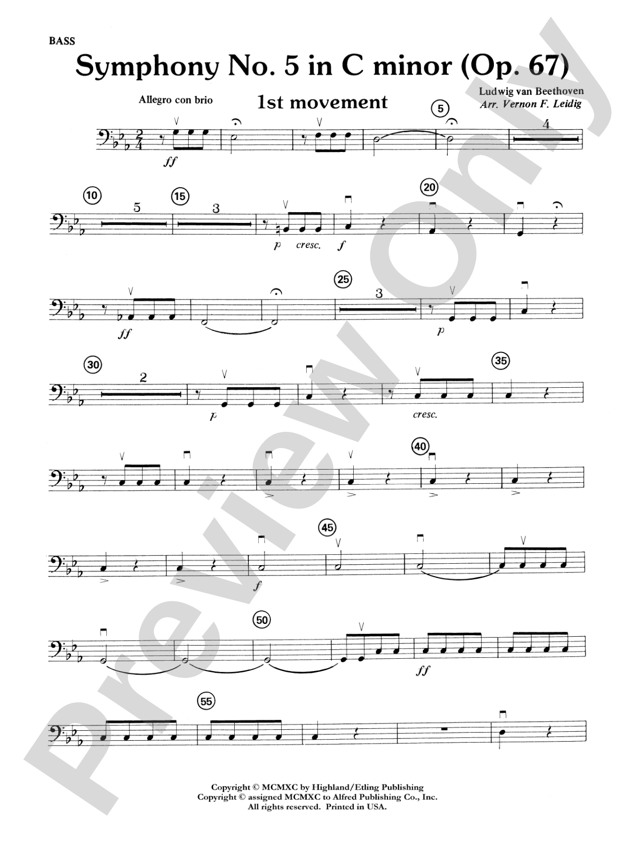 Beethoven's Symphony No. 5, 1st Movement: String Bass
