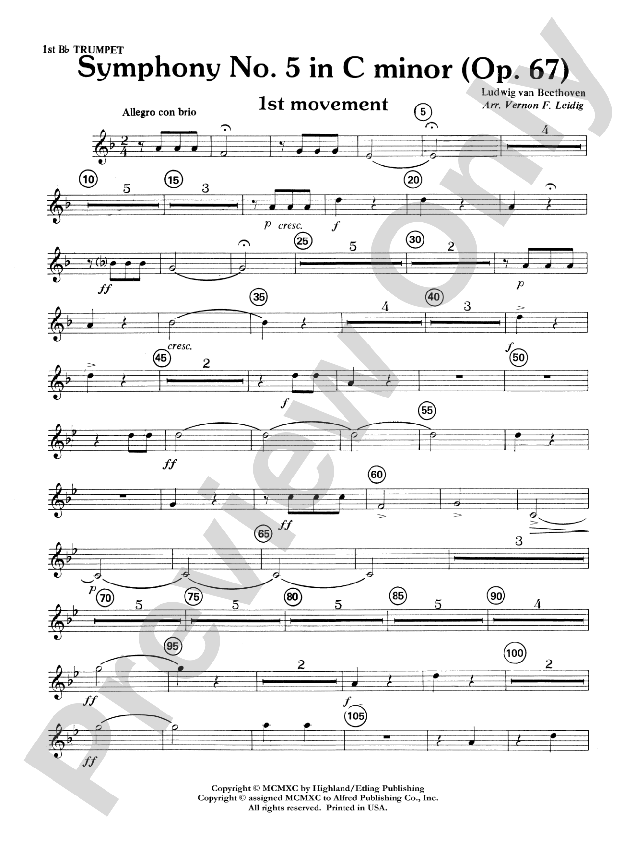 Beethoven's Symphony No. 5, 1st Movement: 1st B-flat Trumpet