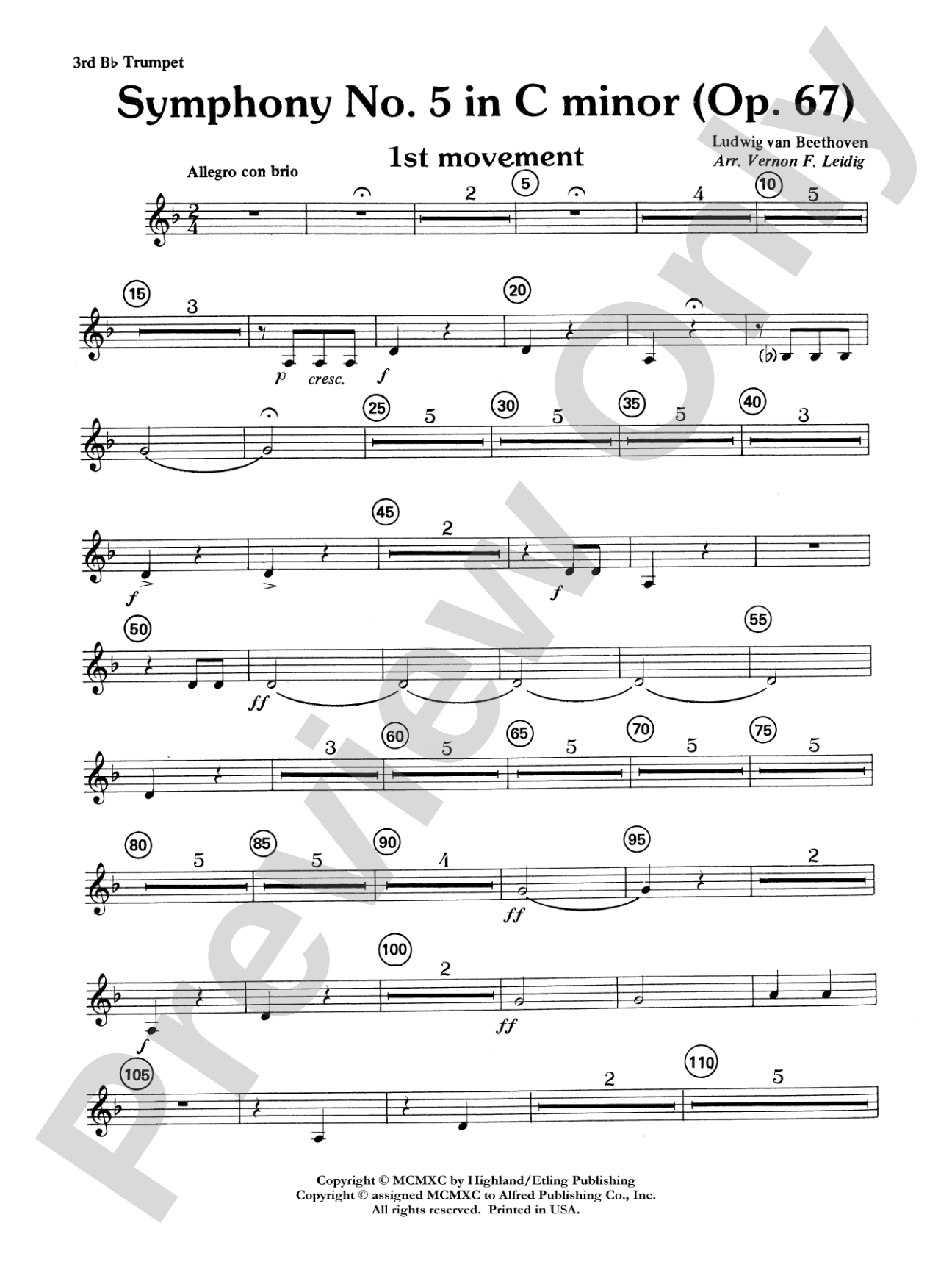 Beethoven's Symphony No. 5, 1st Movement: 3rd B-flat Trumpet
