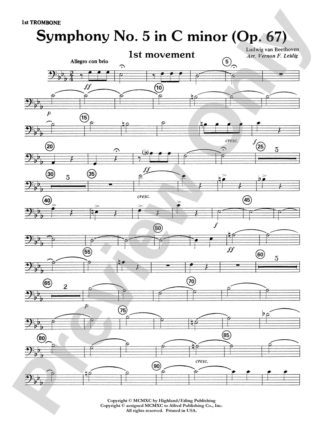 Beethoven's Symphony No. 5, 1st Movement: 1st Trombone