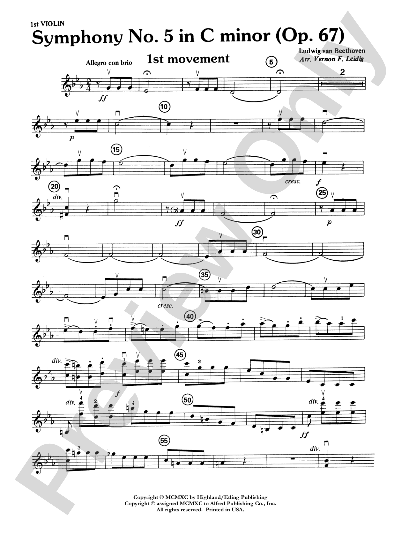Beethoven's Symphony No. 5, 1st Movement: 1st Violin
