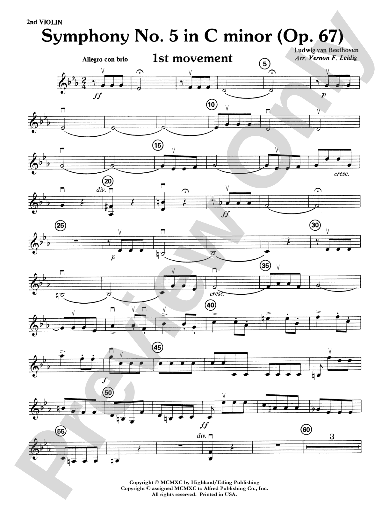 Beethoven's Symphony No. 5, 1st Movement: 2nd Violin