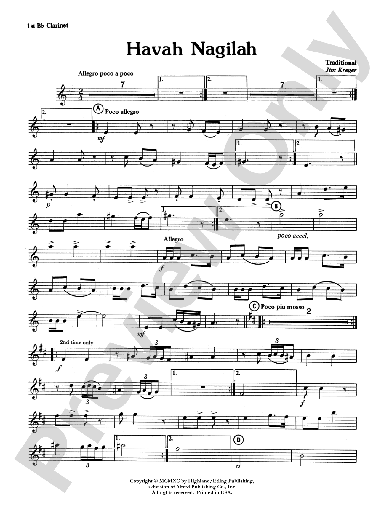 Havah Nagilah: 1st B-flat Clarinet