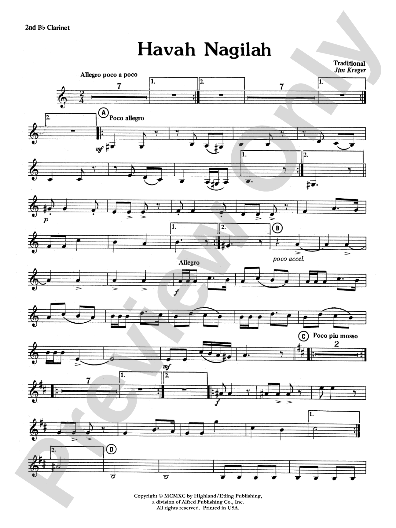 Havah Nagilah: 2nd B-flat Clarinet