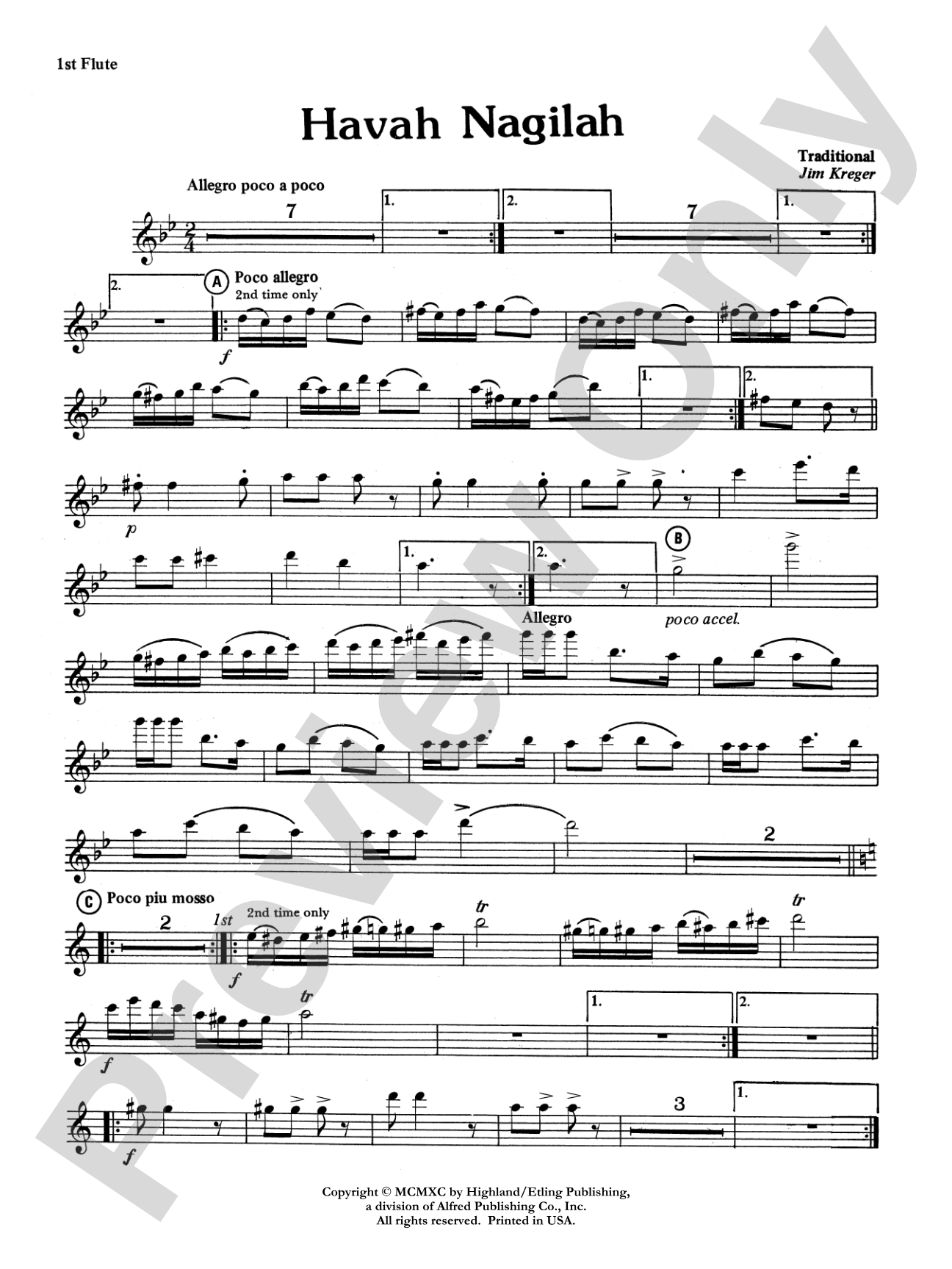 Havah Nagilah: Flute