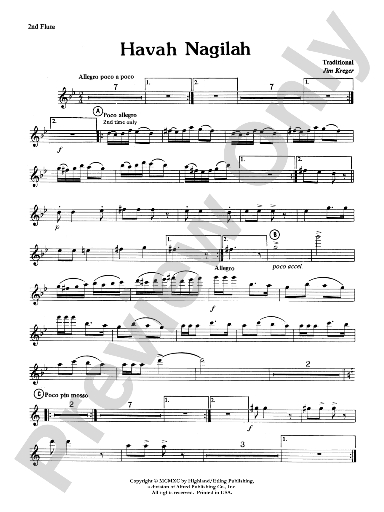 Havah Nagilah: 2nd Flute