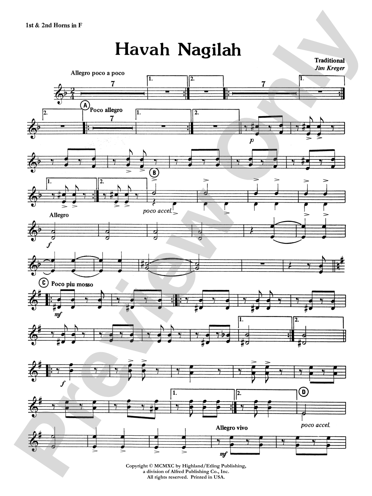 Havah Nagilah: 1st F Horn