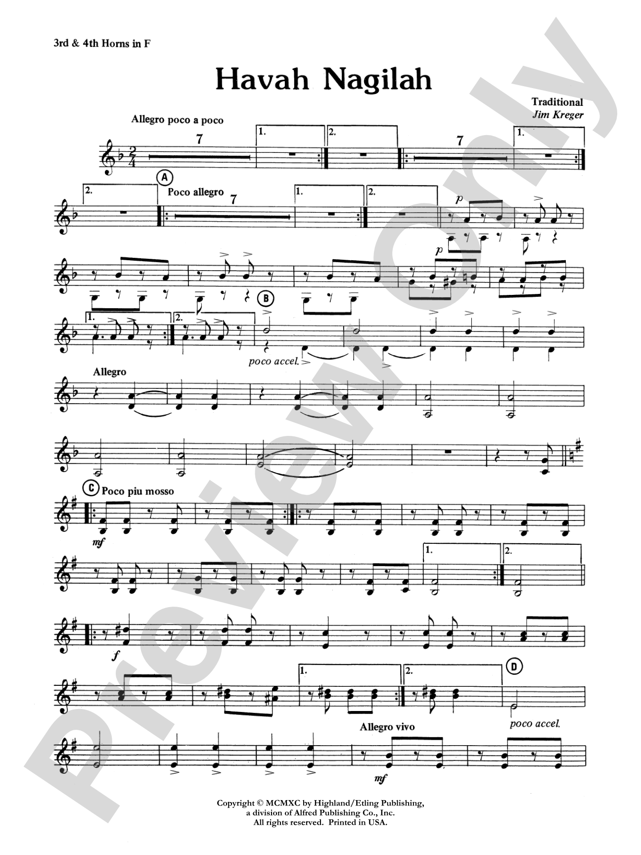 Havah Nagilah: 3rd F Horn