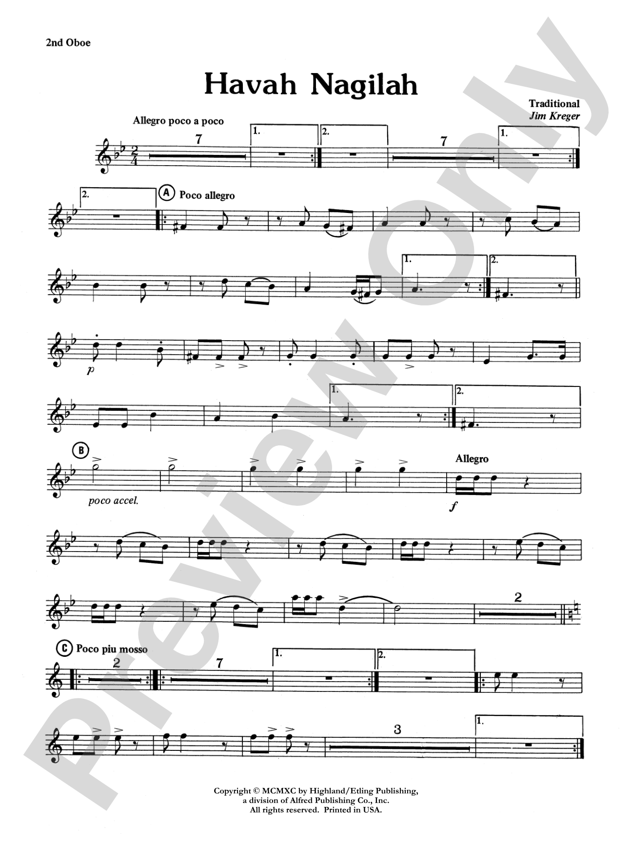 Havah Nagilah: 2nd Oboe