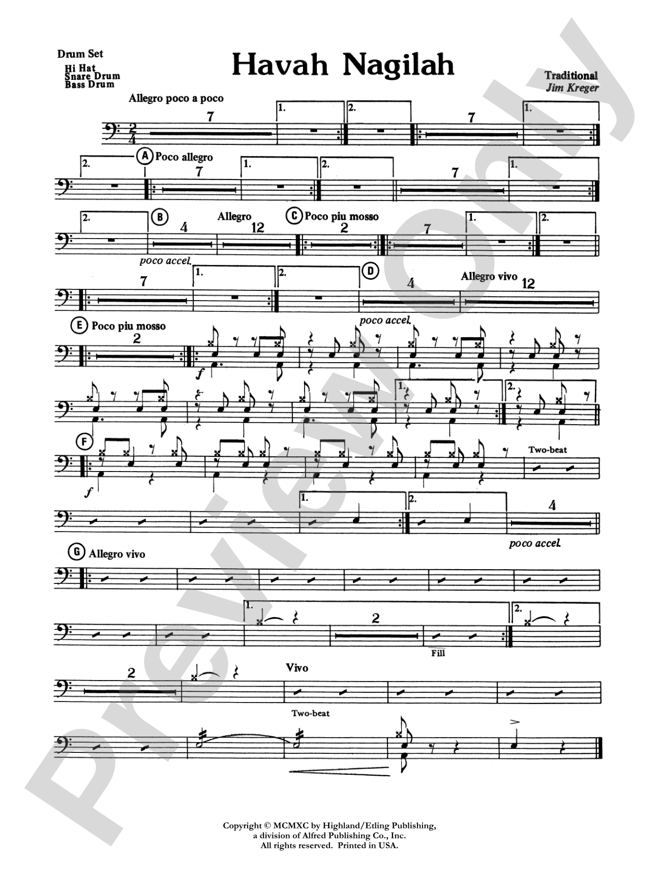 Havah Nagilah: 1st Percussion