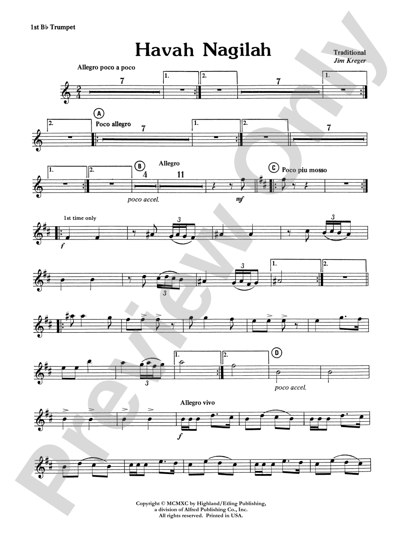 Havah Nagilah: 1st B-flat Trumpet