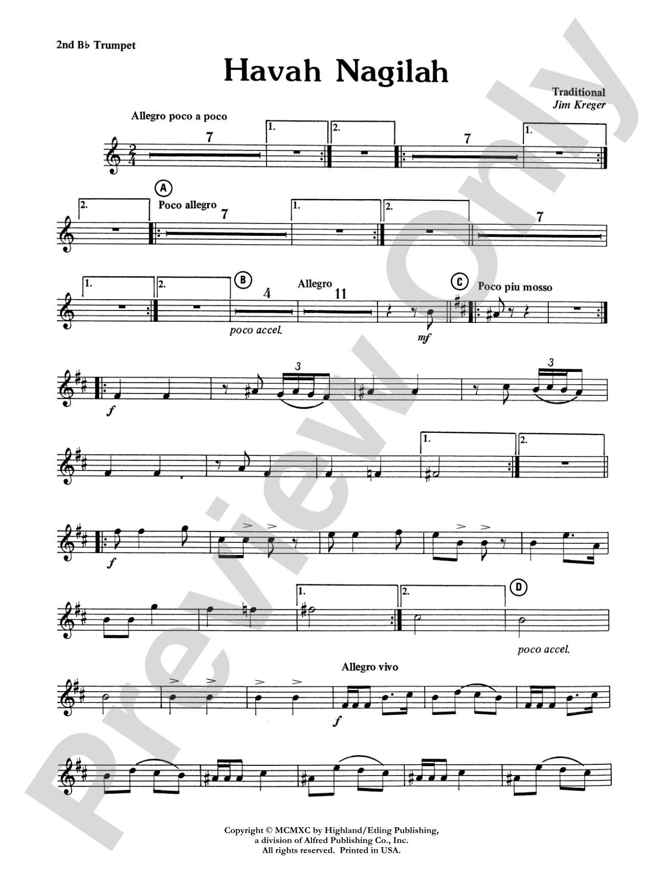 Havah Nagilah: 2nd B-flat Trumpet
