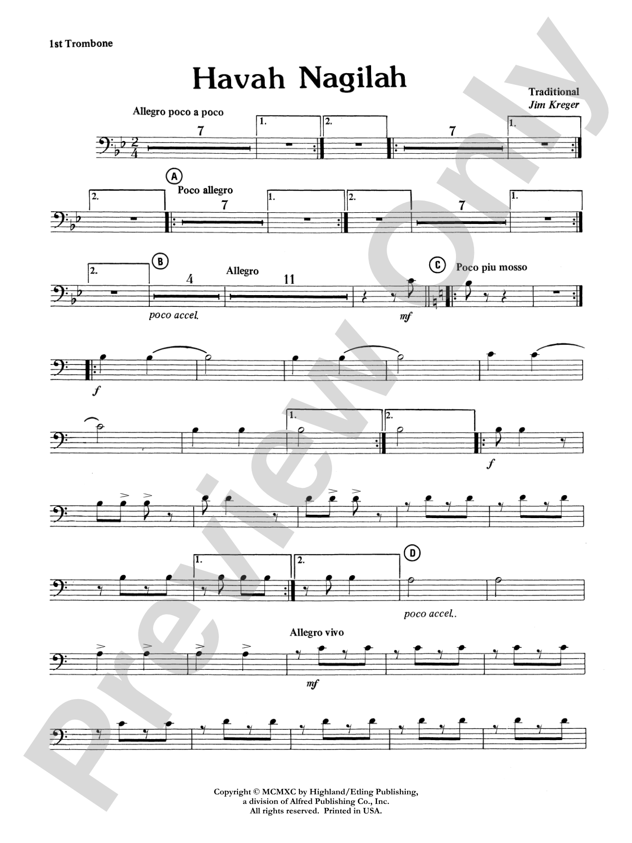 Havah Nagilah: 1st Trombone
