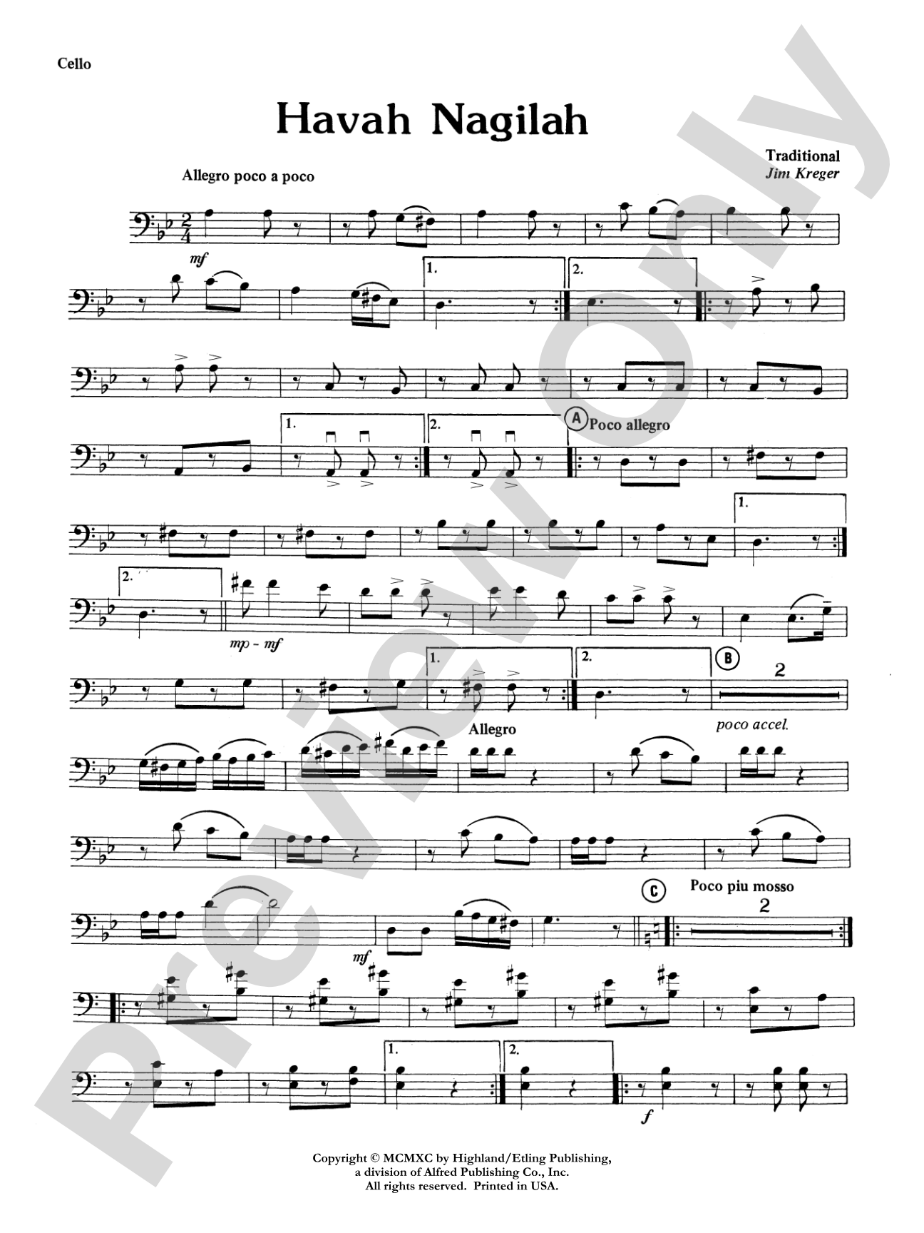 Havah Nagilah: Cello