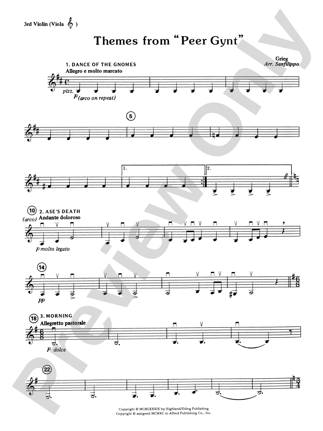 Highland/Etling String Quartet Series: Set 4: 3rd Violin (Viola [TC])