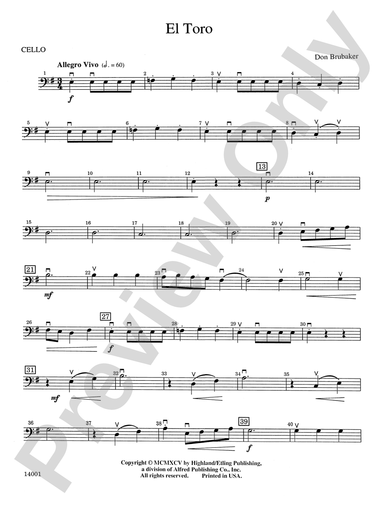El Toro: Cello