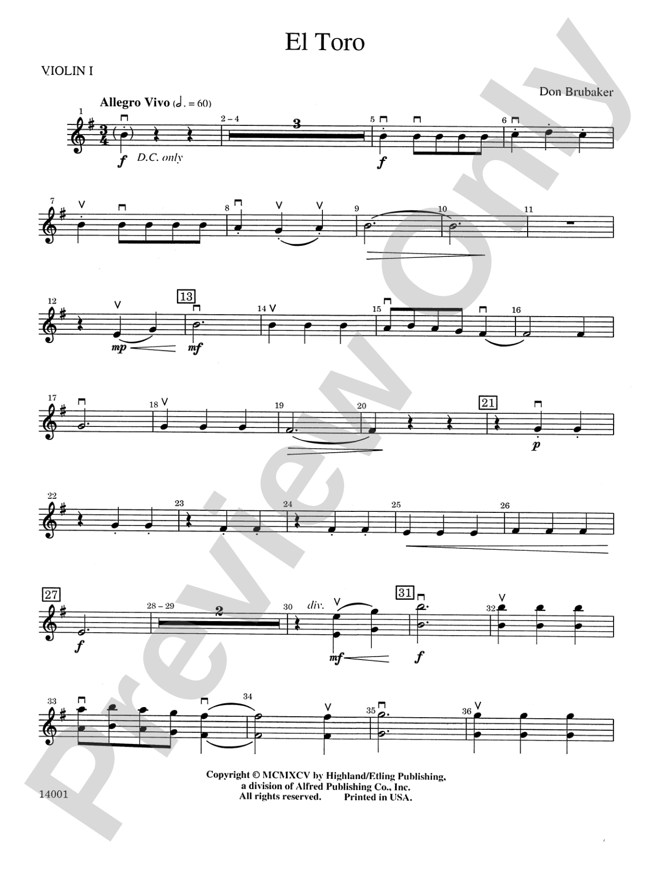 El Toro: 1st Violin