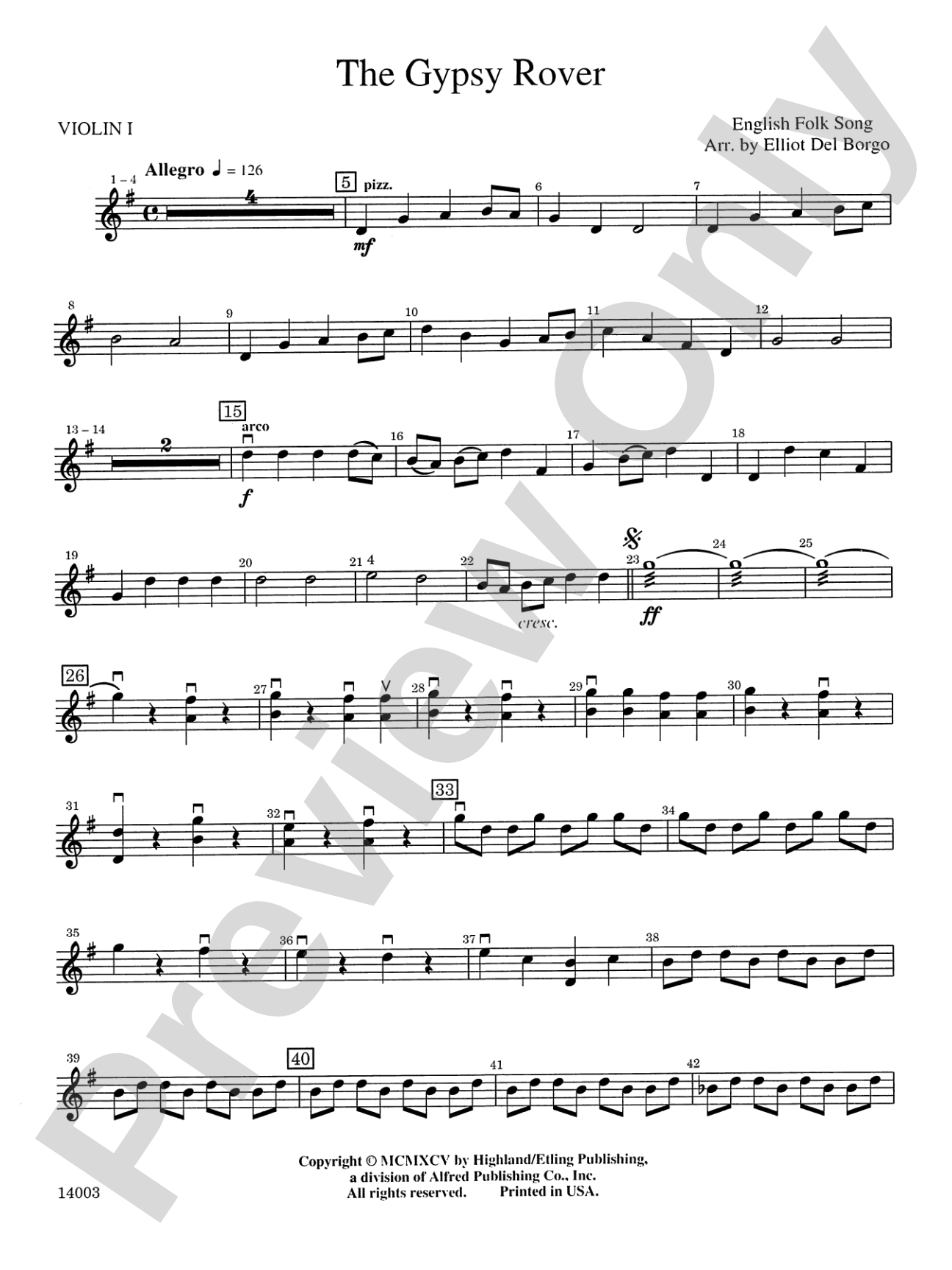 The Gypsy Rover: 1st Violin