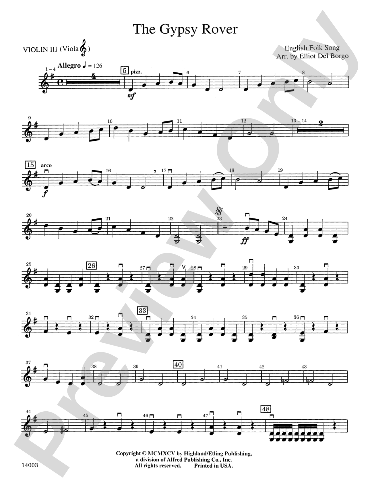 The Gypsy Rover: 3rd Violin (Viola [TC])
