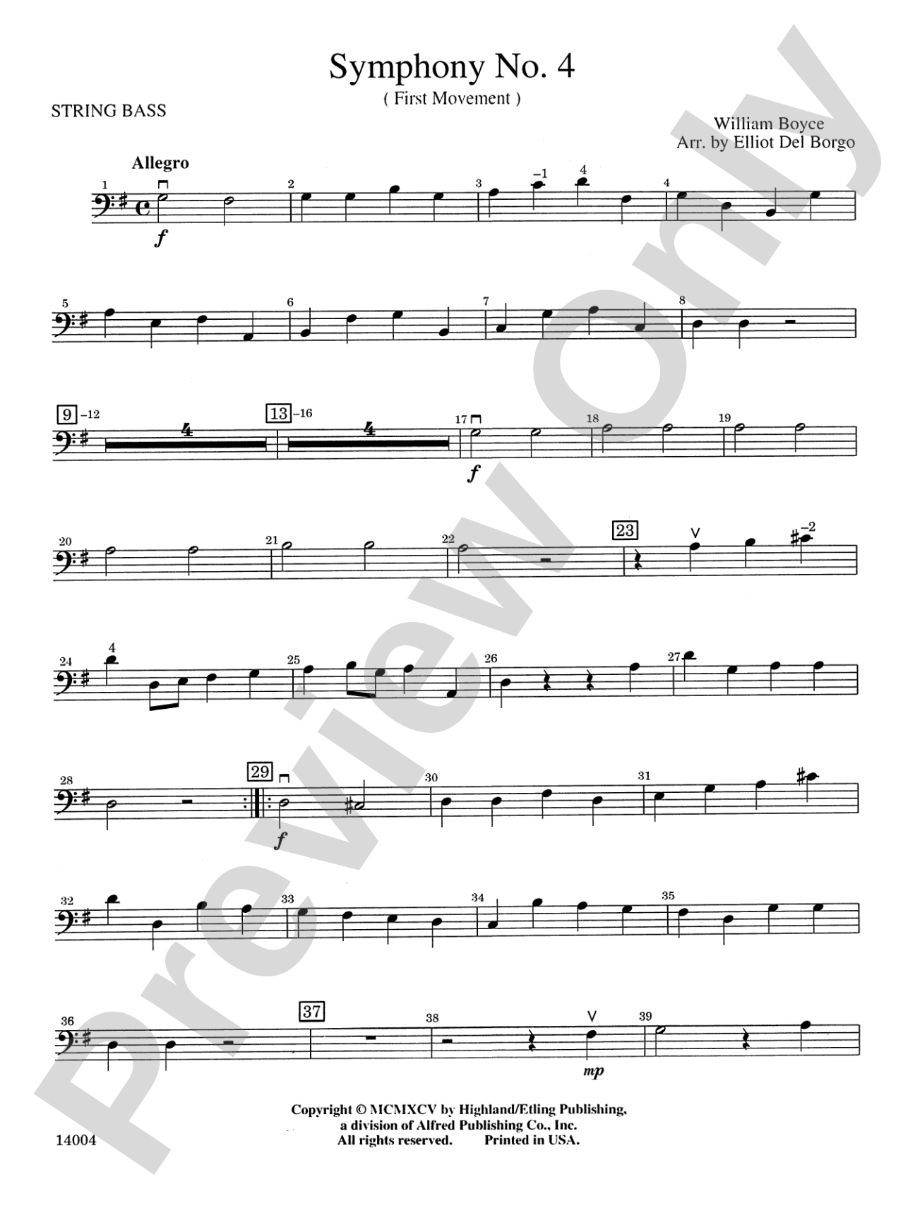 Symphony No. 4, 1st Movement: String Bass