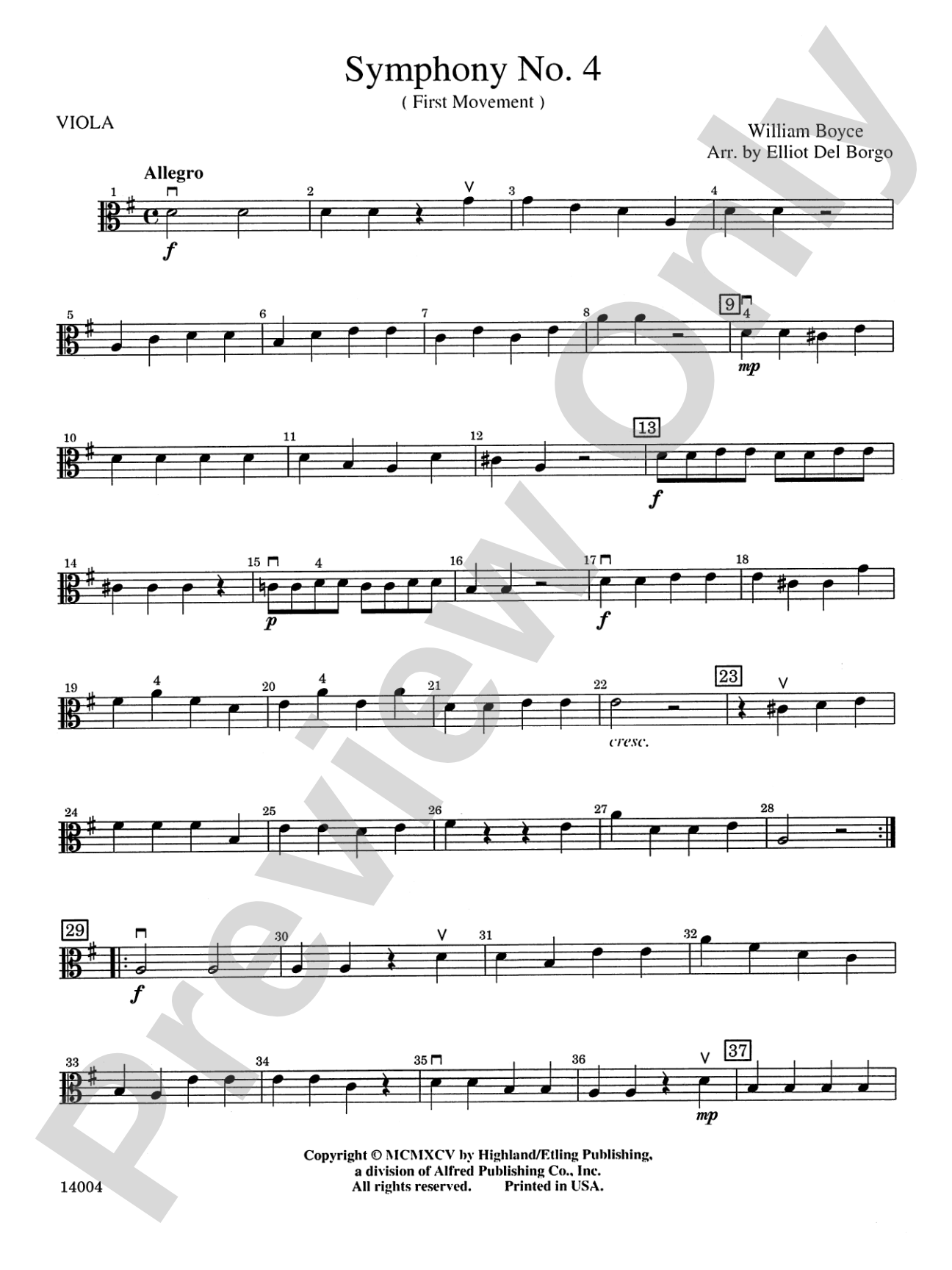 Symphony No. 4, 1st Movement: Viola