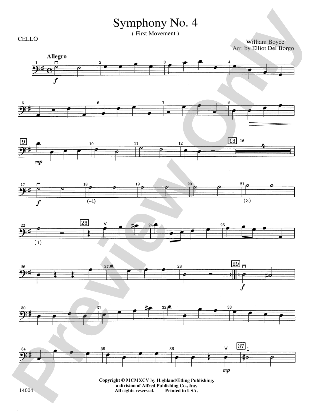 Symphony No. 4, 1st Movement: Cello