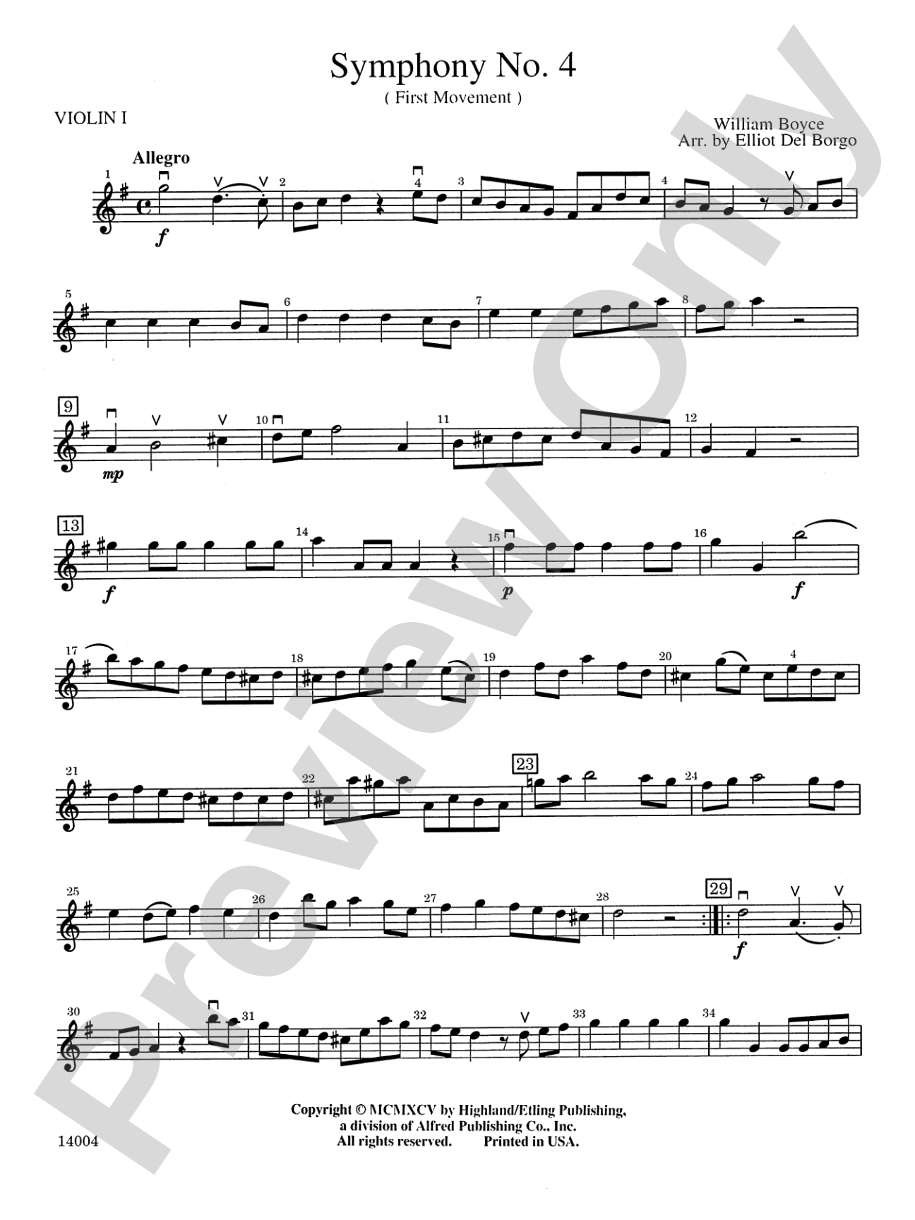 Symphony No. 4, 1st Movement: 1st Violin