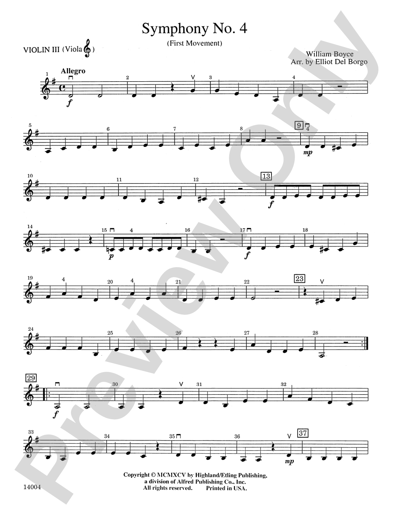 Symphony No. 4, 1st Movement: 3rd Violin (Viola [TC])