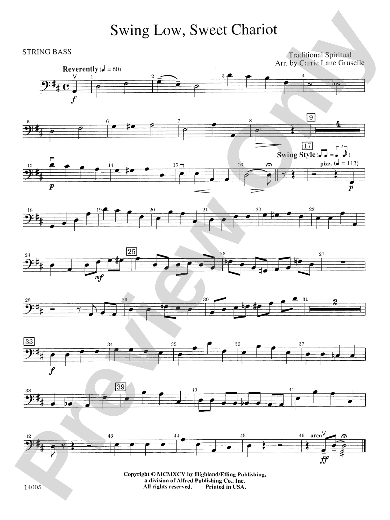 Swing Low, Sweet Chariot: String Bass