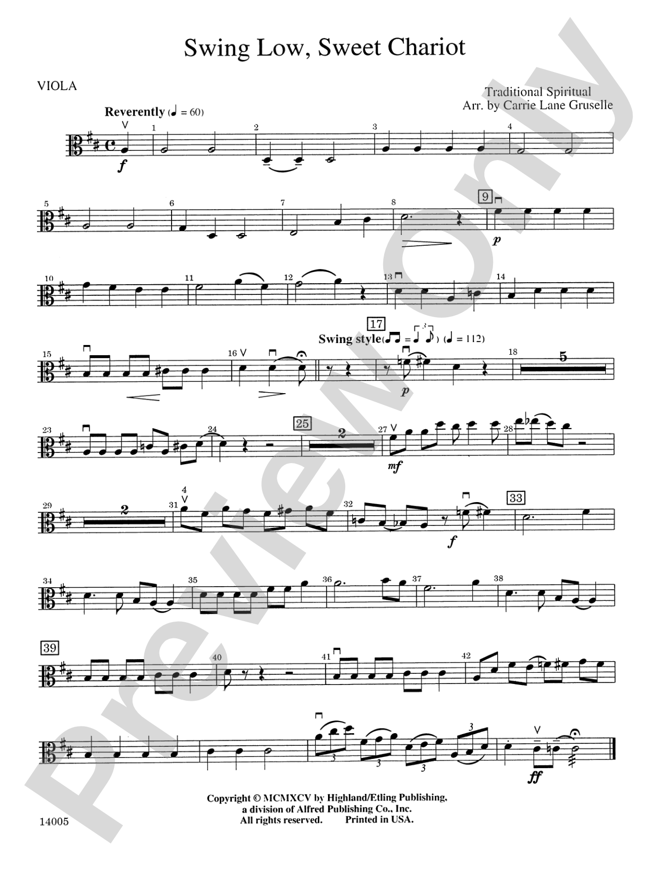 Swing Low, Sweet Chariot: Viola