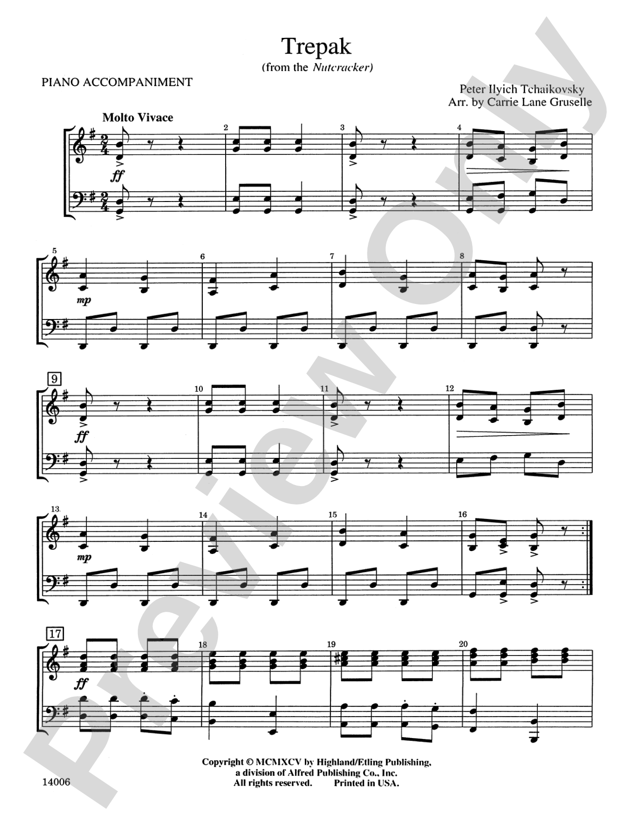 Trepak: Piano Accompaniment