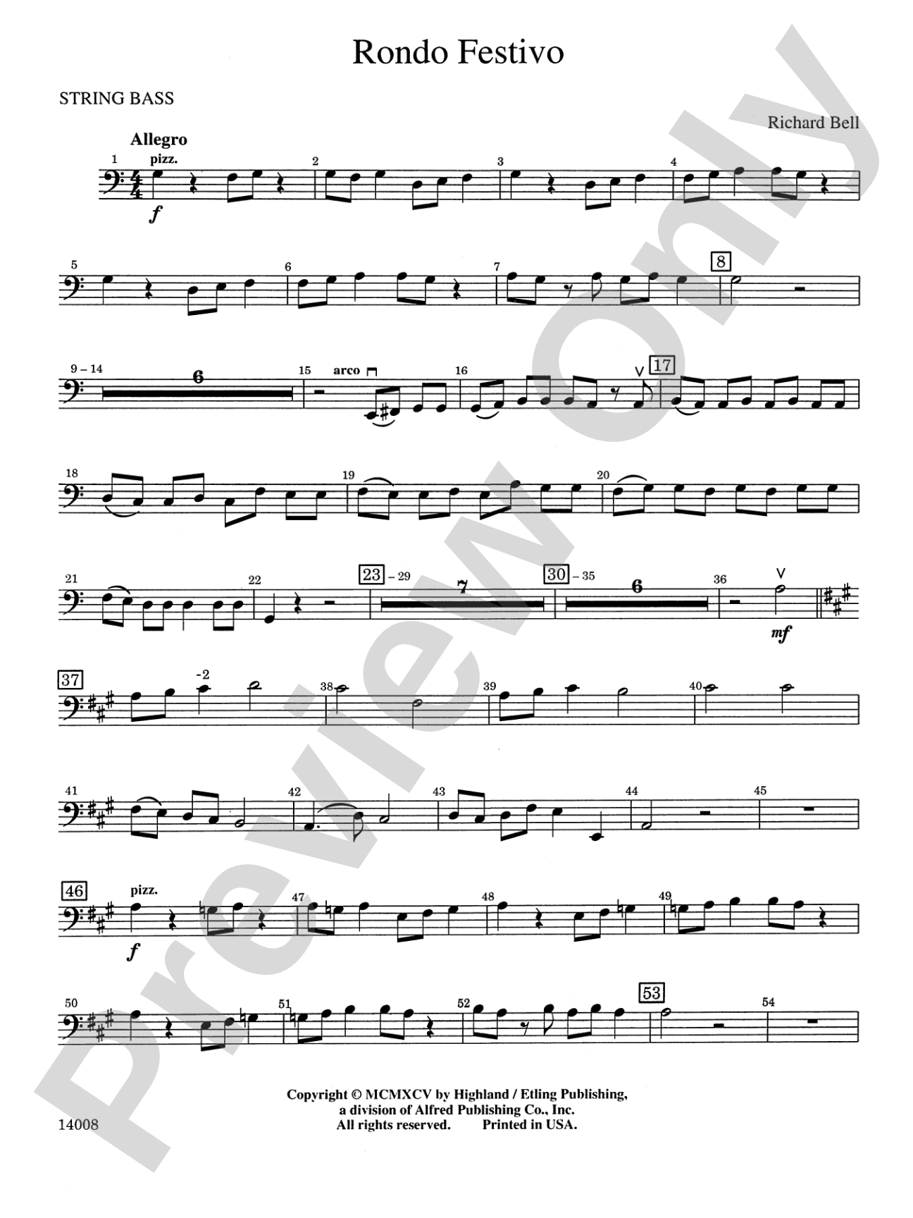 Rondo Festivo: String Bass