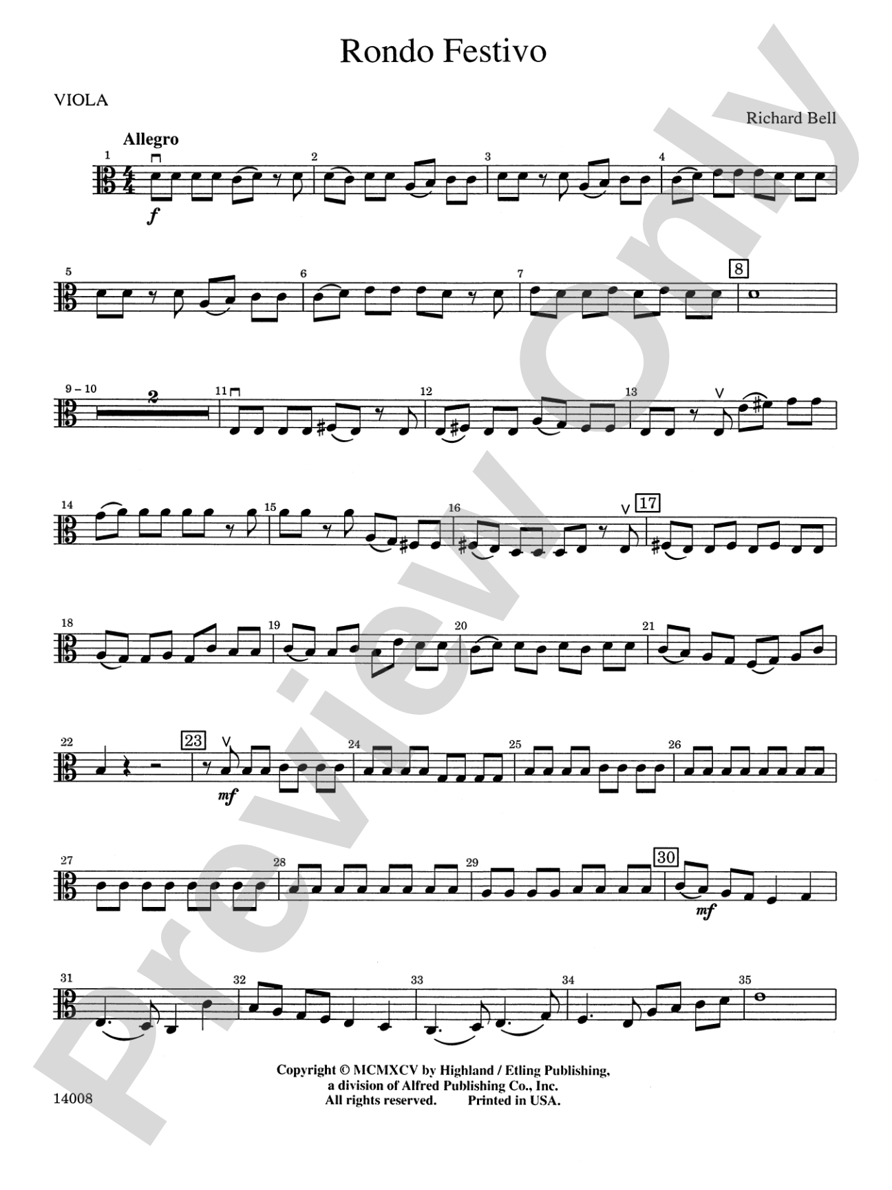 Rondo Festivo: Viola