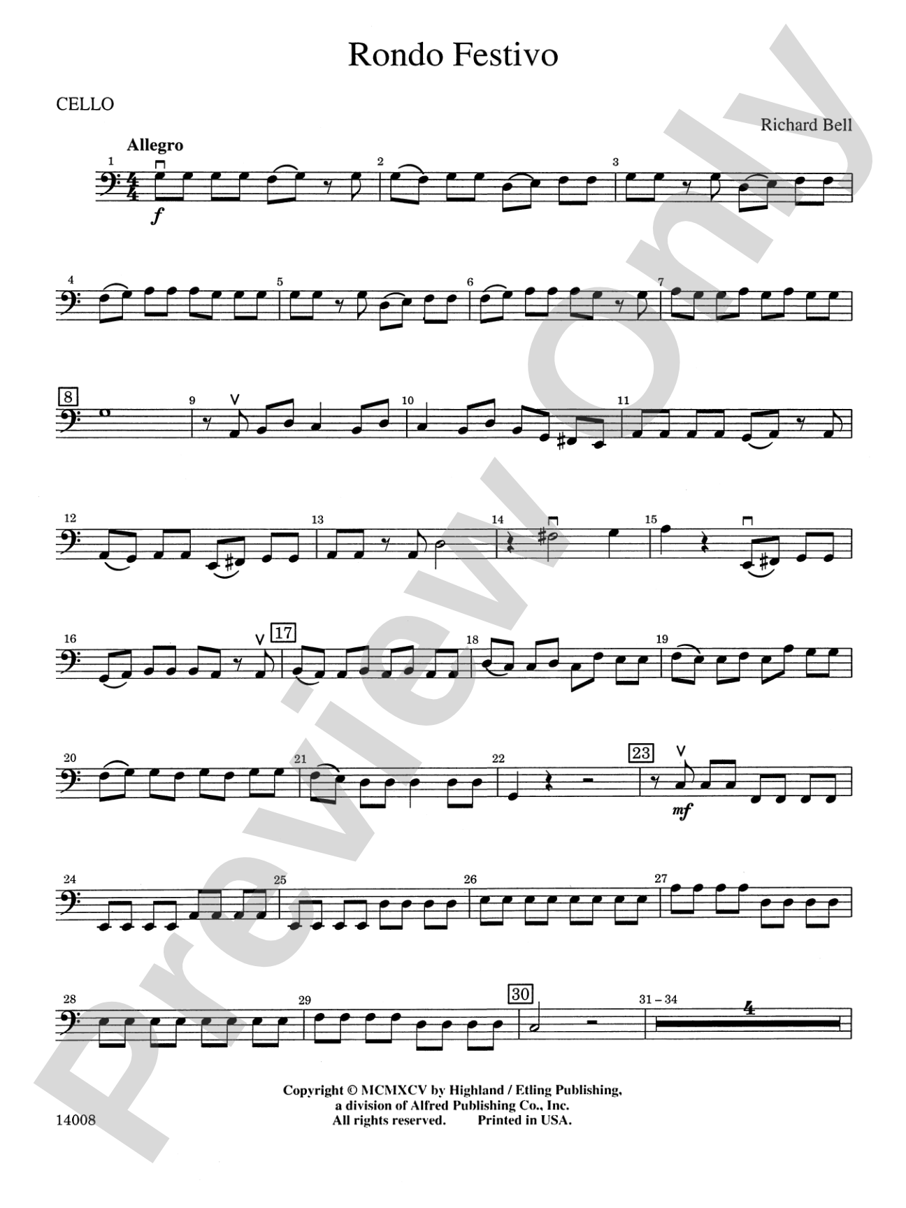Rondo Festivo: Cello