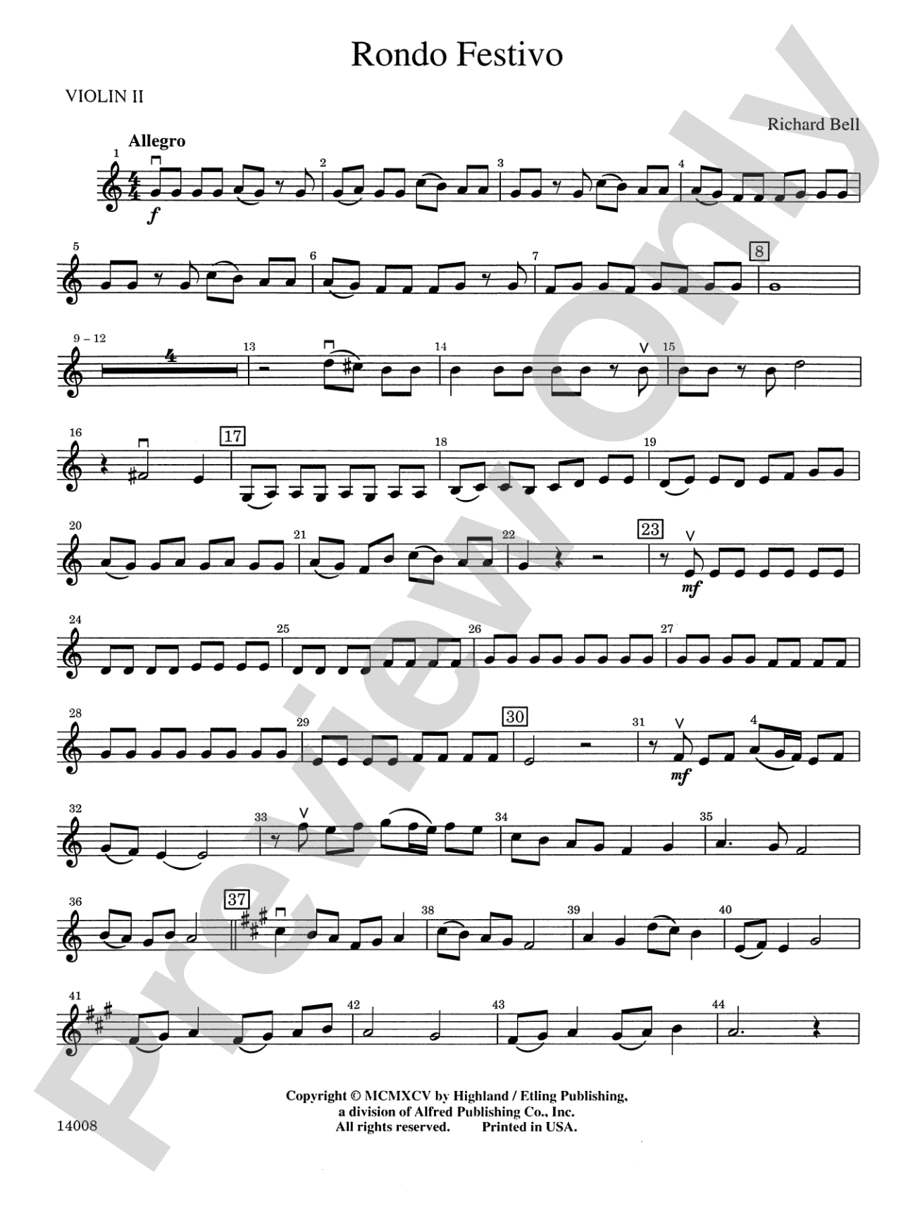 Rondo Festivo: 2nd Violin