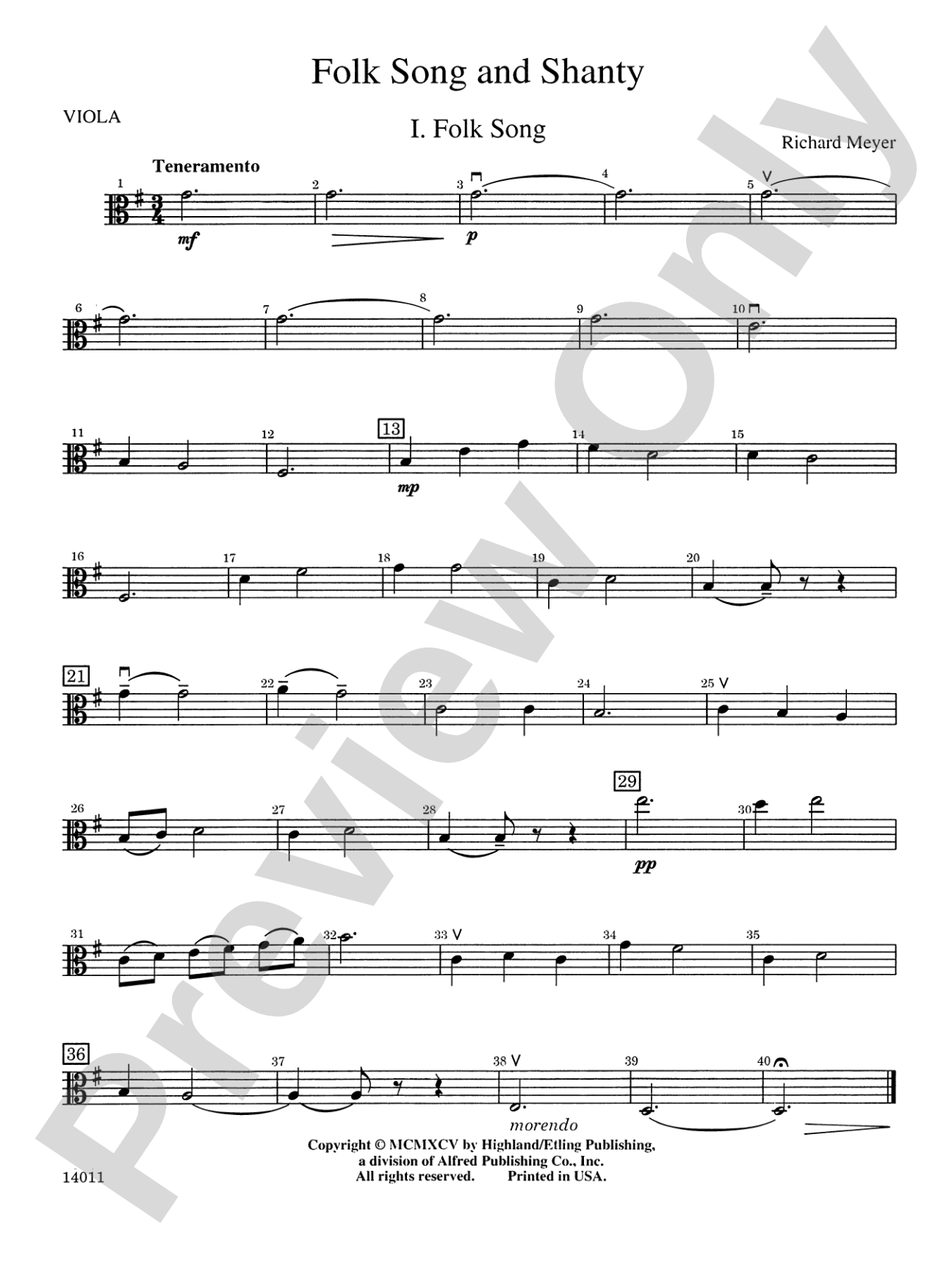 Folk Song and Shanty: Viola