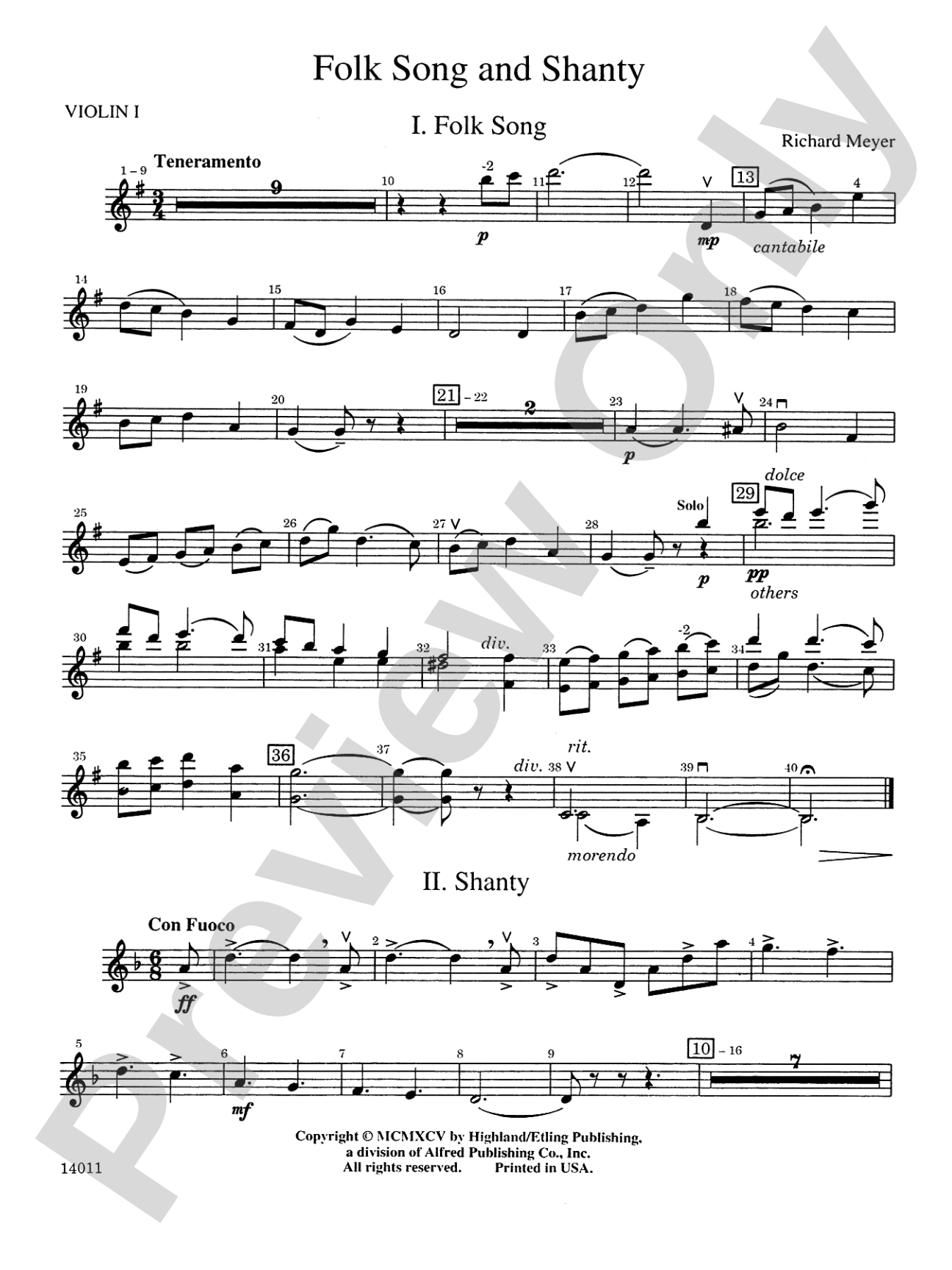 Folk Song and Shanty: 1st Violin