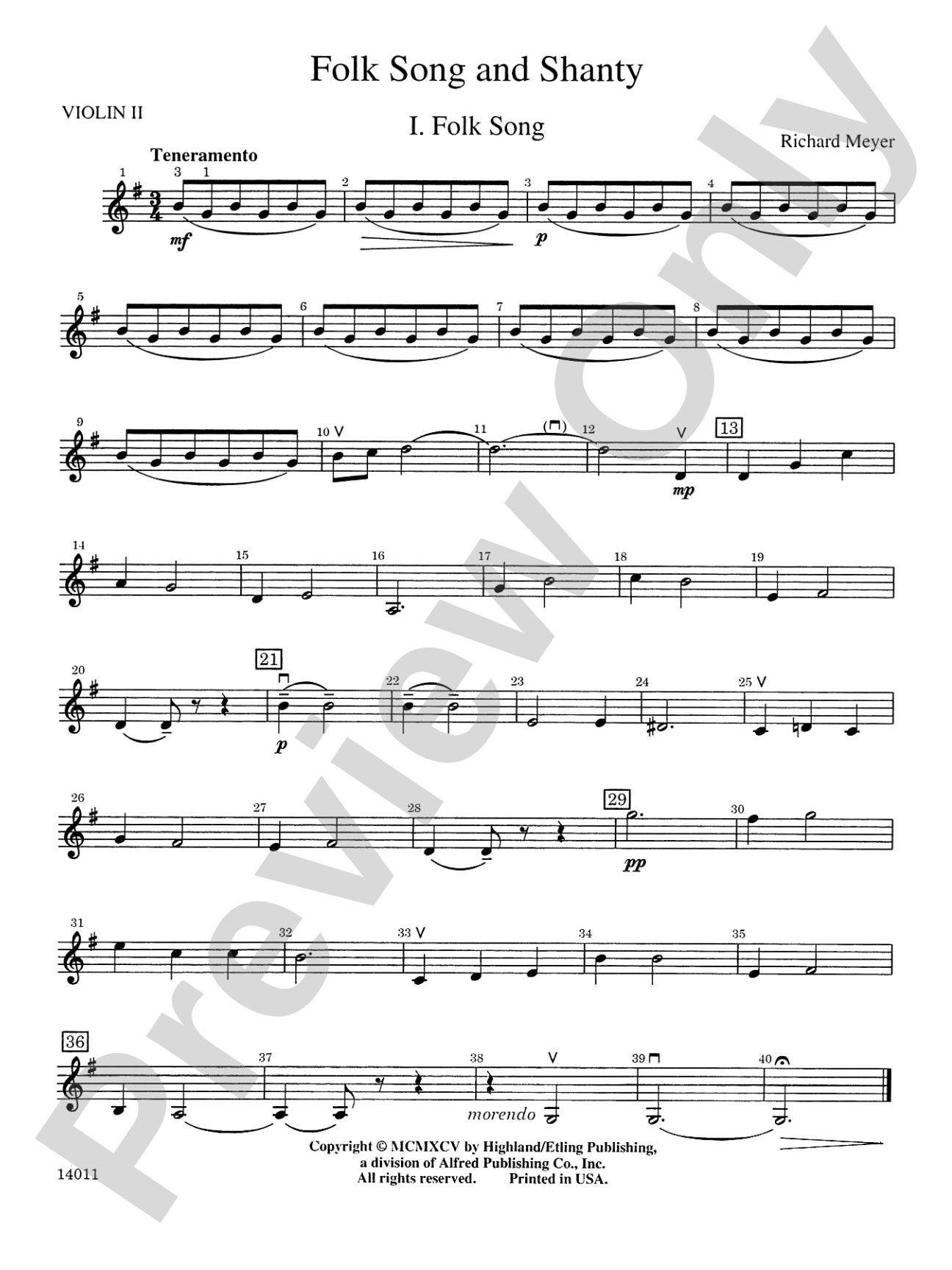 Folk Song and Shanty: 2nd Violin