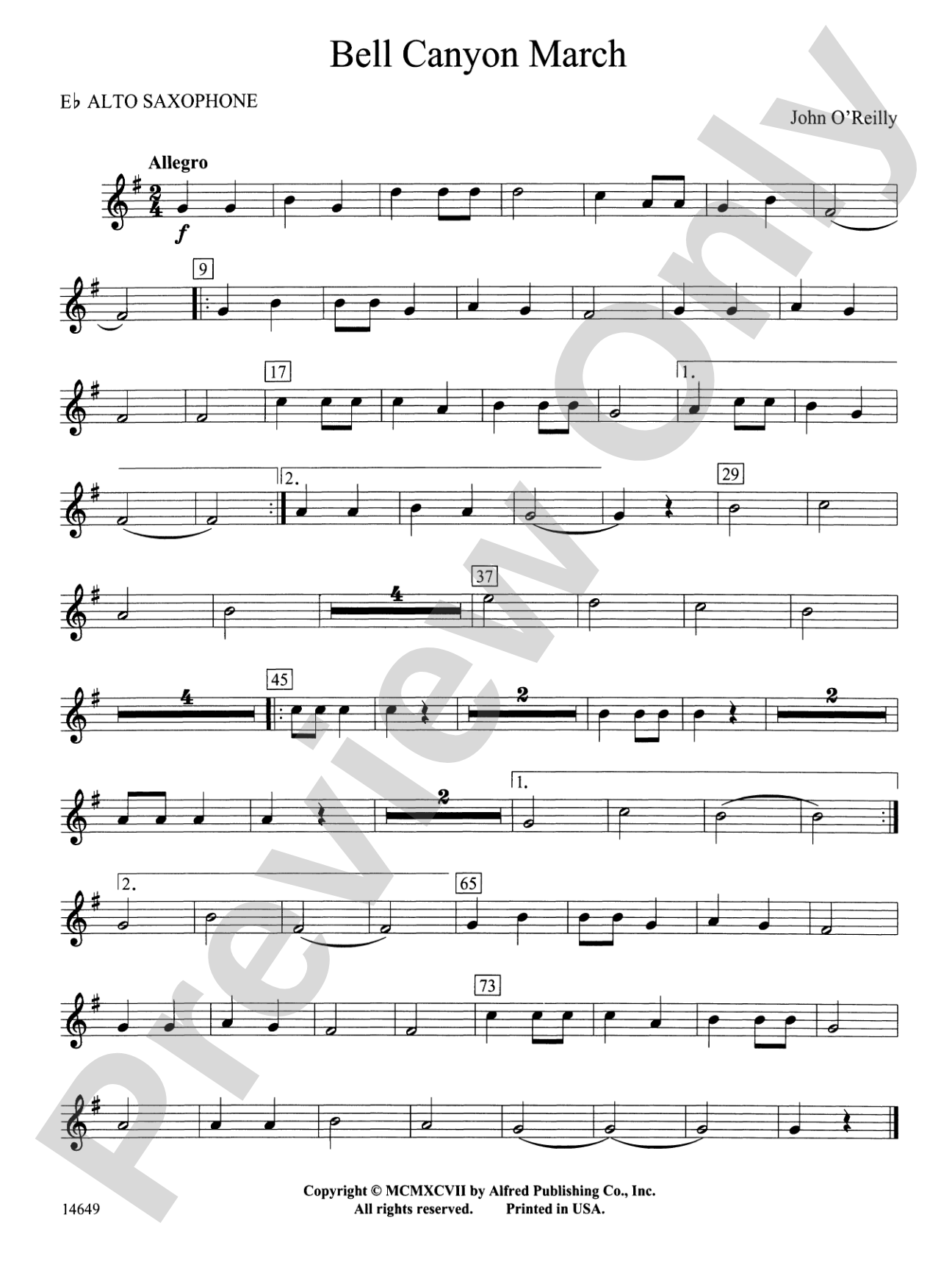 Bell Canyon March: E-flat Alto Saxophone