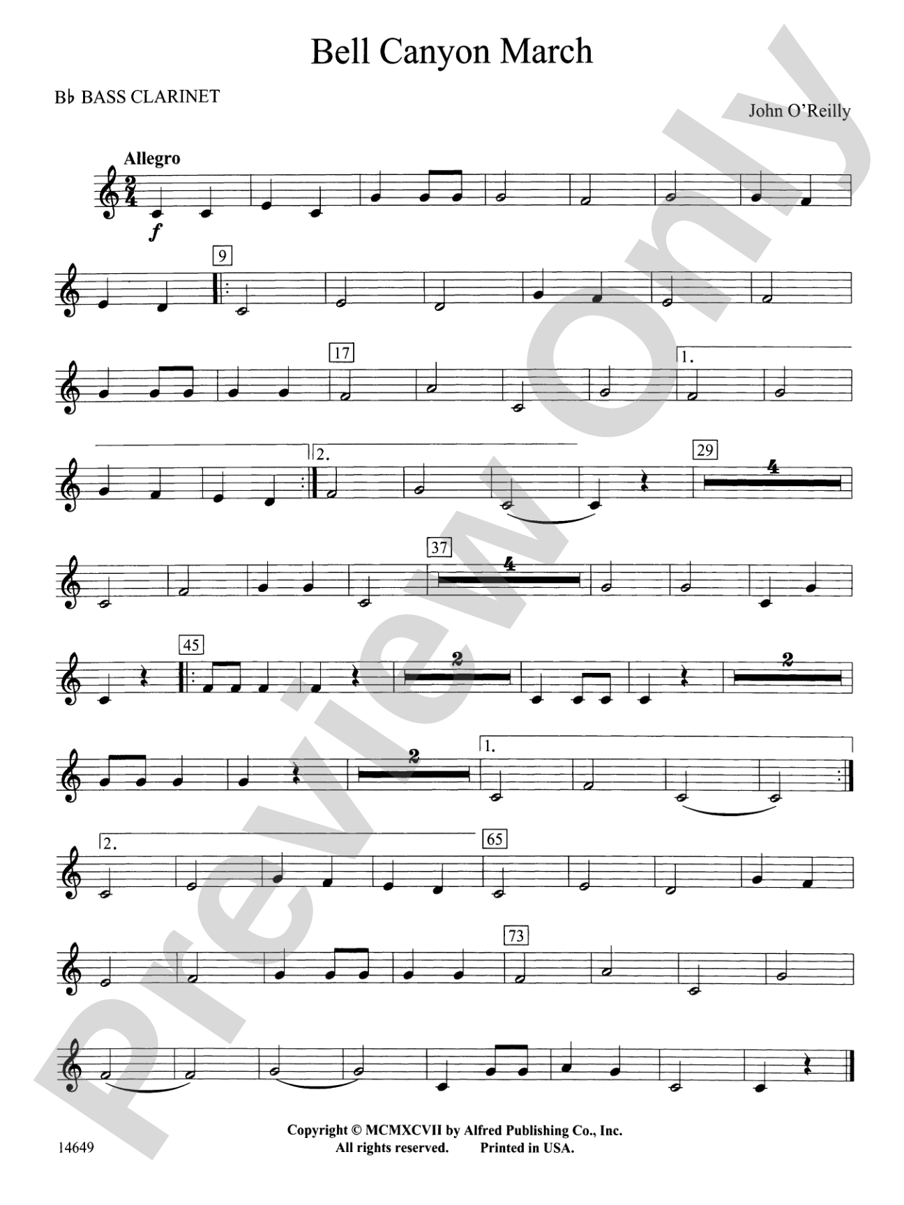 Bell Canyon March: B-flat Bass Clarinet