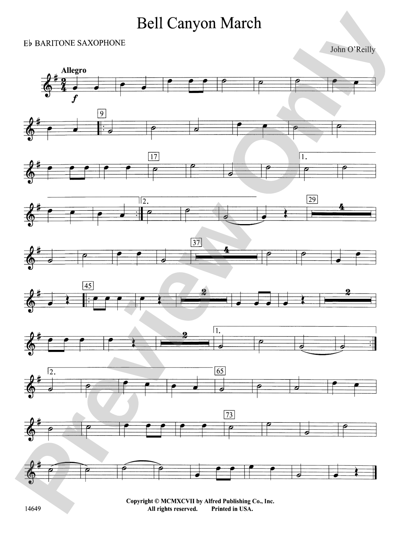Bell Canyon March: E-flat Baritone Saxophone