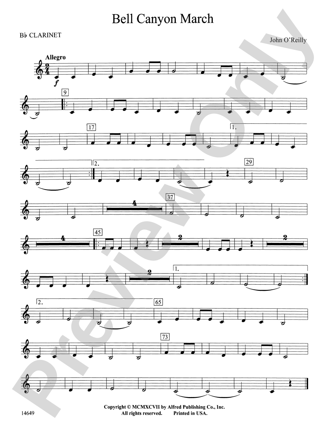 Bell Canyon March: 1st B-flat Clarinet