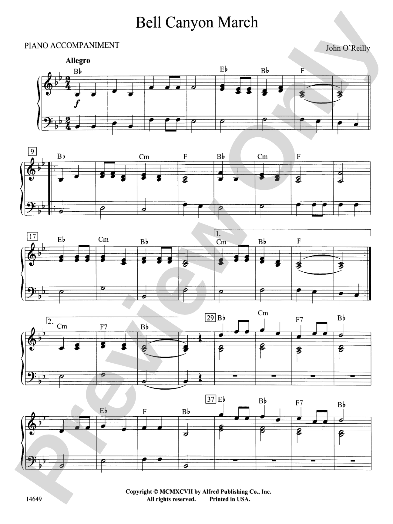 Bell Canyon March: Piano Accompaniment
