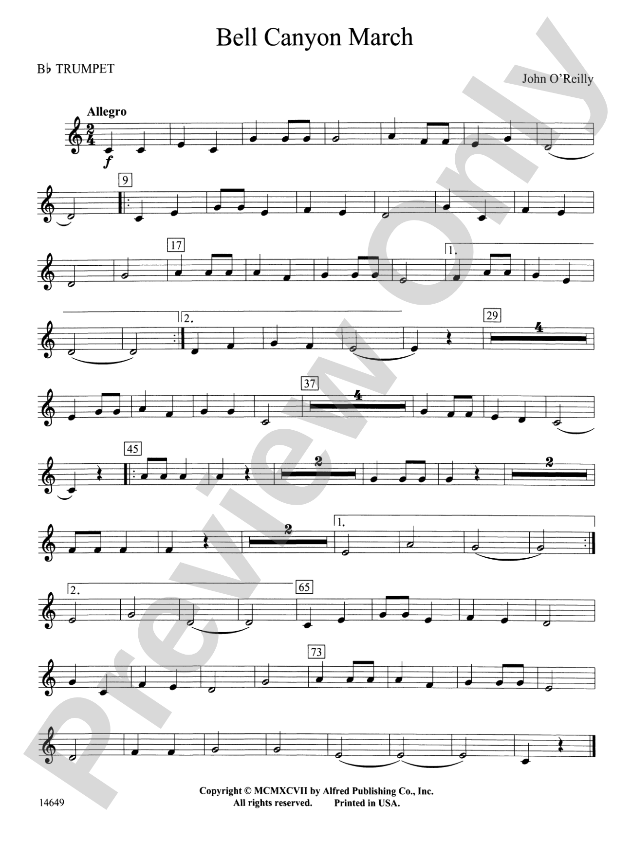 Bell Canyon March: 1st B-flat Trumpet