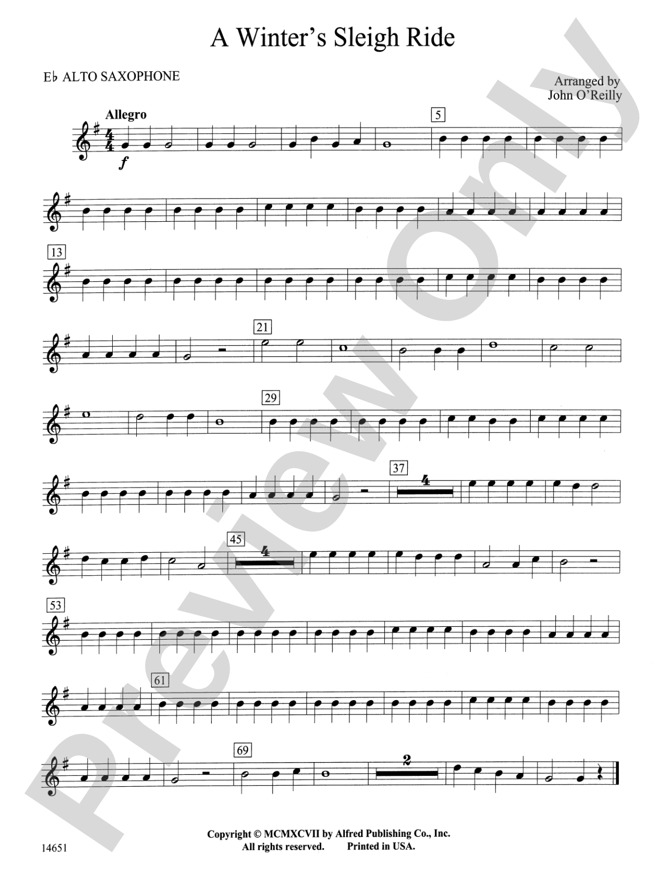 A Winter's Sleighride: E-flat Alto Saxophone