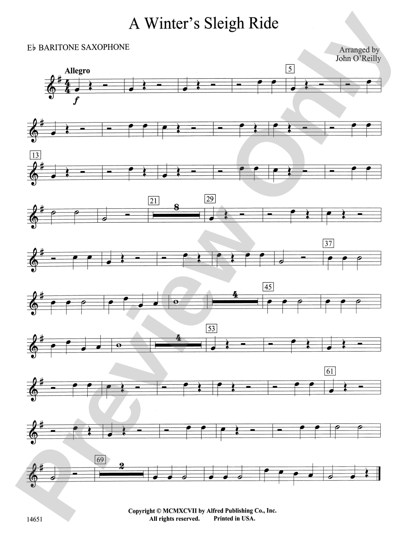 A Winter's Sleighride: E-flat Baritone Saxophone