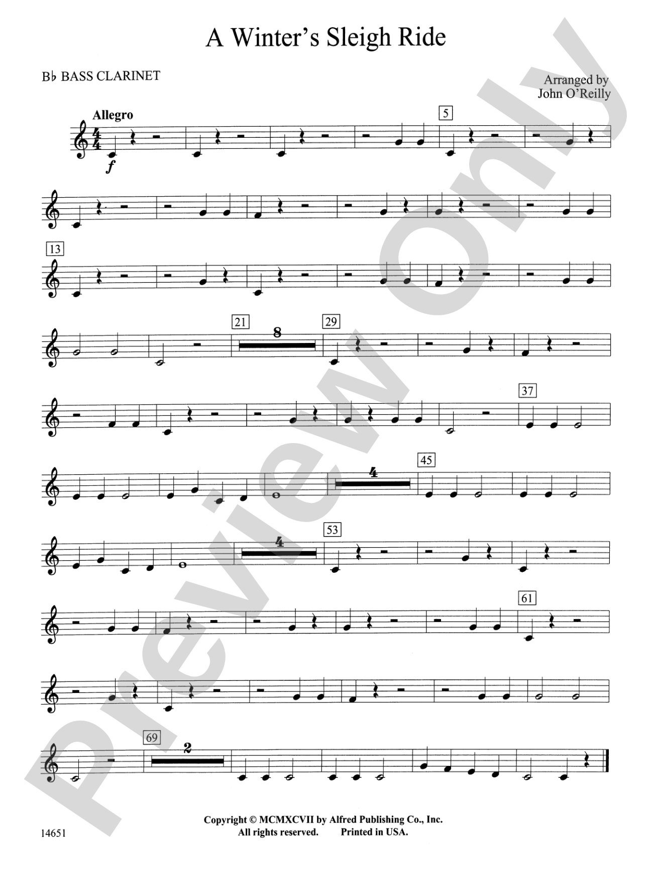 A Winter's Sleighride: B-flat Bass Clarinet