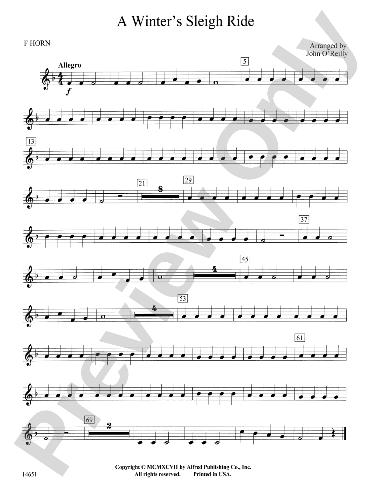 A Winter's Sleighride: 1st F Horn